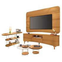Rack Bancada Elara e Painel Armony Cinamomo com Kit Mesa de Centro Sky e Aparador Infinity Cinamomo - HB Móveis Rack Bancada Elara e Painel Armony Cinamomo com Kit Mesa de Centro Sky e Aparador Infinity Cinamomo - HB Móveis