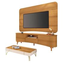 Rack Bancada Elara E Painel Armony Cinamomo Com Mesa De Centro Cadenza Off White Cinamomo - Hb Móveis Rack Bancada Elara E Painel Armony Cinamomo Com Mesa De Centro Cadenza Off White Cinamomo - Hb Móveis