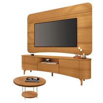 Rack Bancada Elara e Painel Armony Cinamomo com Mesa de Centro Sky Cinamomo - HB Móveis