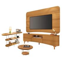 Rack Bancada Elara e Painel Armony Cinamomo com Mesa de Centro Sky e Aparador Infinity Cinamomo - HB Móveis