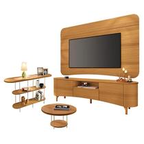 Rack Bancada Elara e Painel Armony Cinamomo com Mesa de Centro Sky e Aparador Infinity Cinamomo - HB Móveis