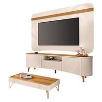 Rack Bancada Elara e Painel Armony com Mesa de Centro Cadenza Off White Cinamomo - HB Móveis Rack Bancada Elara e Painel Armony com Mesa de Centro Cadenza Off White Cinamomo - HB Móveis