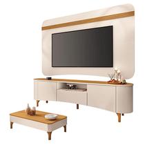 Rack Bancada Elara e Painel Armony com Mesa de Centro Liz Off White Cinamomo - HB Móveis Rack Bancada Elara e Painel Armony com Mesa de Centro Liz Off White Cinamomo - HB Móveis