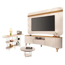 Rack Bancada Elara e Painel Armony Off White Cinamomo com Mesa de Centro Sky e Aparador Infinity Off White - HB Móveis Rack Bancada Elara e Painel Armony Off White Cinamomo com Mesa de Centro Sky e Aparador Infinity Off White - HB Móveis
