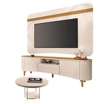 Rack Bancada Elara E Painel Armony Off White Cinamomo Com Mesa De Centro Sky Off White - Hb Móveis