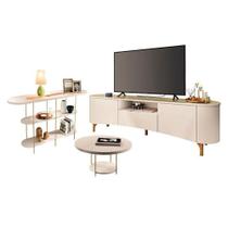 Rack Bancada Elara Off White Champanhe Com Mesa De Centro Sky E Aparador Infinity Off White - Hb Móveis