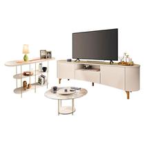 Rack Bancada Elara Off White Champanhe e Mesa de Centro Sky com tampo de Vidro e Aparador Infinity Off White - HB Móveis Rack Bancada Elara Off White Champanhe e Mesa de Centro Sky com tampo de Vidro e Aparador Infinity Off White - HB Móveis