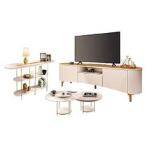 Rack Bancada Elara Off White Cinamomo Com Kit Mesa De Centro Sky E Aparador Infinity Off White - Hb Móveis