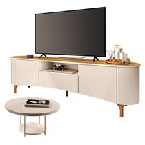 Rack Bancada Elara Off White Cinamomo com Mesa de Centro Sky Off White - HB Móveis