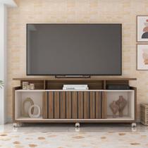 Rack Bancada Eldorado 160cm MDP Porta Ripado de Correr Nogueira/OffWhite G11 - Gran Belo Rack Bancada Eldorado 160cm MDP Porta Ripado de Correr Nogueira/OffWhite G11 - Gran Belo