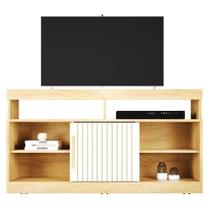 Rack Bancada Eldorado para TV 50" 120CM MDP com Nicho Cinamomo Off White Valdemóveis Rack Bancada Eldorado para TV 50" 120CM MDP com Nicho Cinamomo Off White Valdemóveis