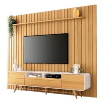 Rack Bancada época Com Painel Ripado You 2.7 Cinamomo Off White - Hb Móveis