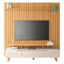 Rack Bancada Essenza 2.0 Com Painel Ripado You 2.2 Cinamomo Off White - Hb Móveis