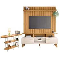 Rack Bancada Essenza e Painel Link 1.6 com Aparador Infinity Off White Cinamomo HB Móveis