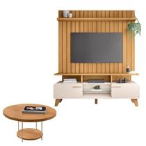 Rack Bancada Essenza e Painel Link 1.6 com Mesa de Centro Sky Off White Cinamomo HB Móveis