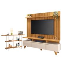 Rack Bancada Essenza e Painel Link 2.0 com Aparador Infinity Off White Cinamomo HB Móveis Rack Bancada Essenza e Painel Link 2.0 com Aparador Infinity Off White Cinamomo HB Móveis