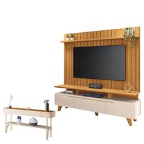 Rack Bancada Essenza e Painel Link 2.0 com Aparador Vivant Off White Cinamomo HB Móveis Rack Bancada Essenza e Painel Link 2.0 com Aparador Vivant Off White Cinamomo HB Móveis