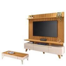 Rack Bancada Essenza e Painel Link 2.0 com Mesa de Centro Cadenza Off White Cinamomo HB Móveis