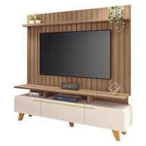 Rack Bancada Essenza e Painel Link 2.0 Off White Castanho HB Móveis Rack Bancada Essenza e Painel Link 2.0 Off White Castanho HB Móveis