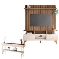 Rack Bancada Essenza E Painel Link Com Aparador Vivant Off White Castanho Hb Móveis