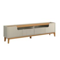 Rack Bancada FL Estilo Retrô 2.20m Para TV Até 75'' Cor Off White / Cinamomo