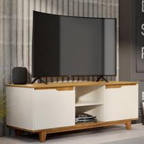 Rack Bancada Flow 2 Portas Com Pés de Madeira Maciça