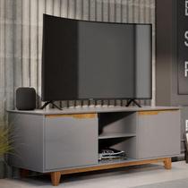 Rack Bancada Flow 2 Portas Com Pés de Madeira Maciça