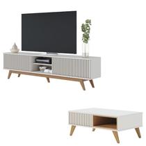 Rack Bancada Fortaleza Off White Matte com Mesa de Centro Jeri Off White Freijó - Colibri Rack Bancada Fortaleza Off White Matte com Mesa de Centro Jeri Off White Freijó - Colibri