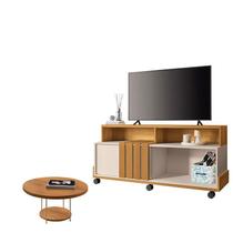 Rack Bancada Graci 1.3 com Mesa de Centro Sky Cinamomo Off White HB Móveis