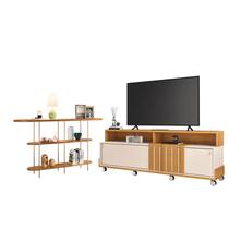 Rack Bancada Graci 1.8 com Aparador Infinity Off White Cinamomo HB Móveis Rack Bancada Graci 1.8 com Aparador Infinity Off White Cinamomo HB Móveis