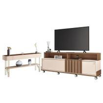 Rack Bancada Graci 1.8 Com Aparador Vivant Castanho Off White - Hb Móveis