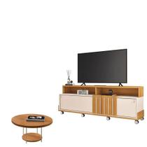 Rack Bancada Graci 1.8 Com Mesa De Centro Sky Cinamomo Off White - Hb Móveis