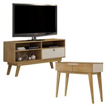 Rack Bancada Houston e Aparador Bellíssima Cinamomo Off White - Valdemóveis
