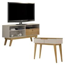 Rack Bancada Houston e Aparador Bellíssima Off White Cinamomo - Valdemóveis