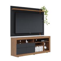 Rack Bancada Inajá com Painel Leme Preto/Noce Milano para TV até 70” - Colibri