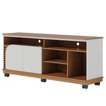 Rack Bancada Jureli 2 Portas 5 Nichos Tv Até 65 Polegadas Freijó - Off White Matte