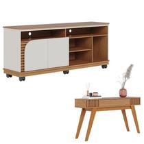 Rack Bancada Jurerê 1.5 Freijó Off White Matte com Aparador Riviera Freijó Colibri