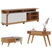 Rack Bancada Jurerê 1.8 com Mesa de Centro Jeri Freijó Off White Matte e Aparador Riviera Freijó Colibri Rack Bancada Jurerê 1.8 com Mesa de Centro Jeri Freijó Off White Matte e Aparador Riviera Freijó Colibri