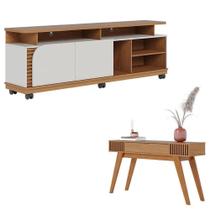 Rack Bancada Jurerê 1.8 Freijó Off White Matte Com Aparador Riviera Freijó - Colibri