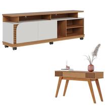 Rack Bancada Jurerê 1.8 Freijó Off White Matte com Aparador Riviera Freijó Colibri