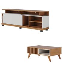 Rack Bancada Jurerê 1.8 Freijó Off White Matte com Mesa de Centro Jeri Freijó Off White - Colibri