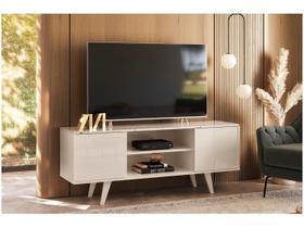 Rack Bancada Lisboa para TV de 50 Polegadas Cor Calacata e Off White - Madetec