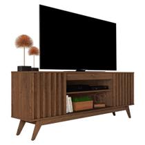 RACK BANCADA MALI RIPADO 1.60m RETRÔ PÉS RETRÔ OFF CEDRO AMADEIRADO PARA TV ATÉ 60'' POLEGADAS COM 2 PORTAS