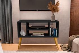 Rack / Bancada MI Modelo Retrô Com Nichos Cor Preto