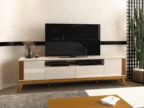 Rack Bancada MOR 2.20m Ripado Estilo Retrô Para TV Até 75'' Polegadas Cor Off White / Cedro Rack Bancada MOR 2.20m Ripado Estilo Retrô Para TV Até 75'' Polegadas Cor Off White / Cedro