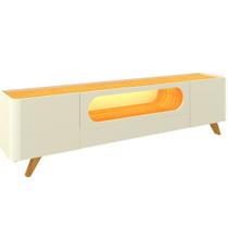 Rack Bancada Nobre 210 para TV de 85 polegadas com LED e pés de madeira OFF White Naturale