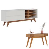 Rack Bancada Noronha 1.8 Off White Matte Freijó com Aparador Riviera Freijó Colibri Rack Bancada Noronha 1.8 Off White Matte Freijó com Aparador Riviera Freijó Colibri