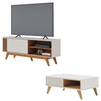 Rack Bancada Otawa Com Mesa De Centro Jeri Off White Freijó - Colibri