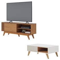 Rack Bancada Otawa Freijó com Mesa de Centro Jeri Off White Freijó - Colibri