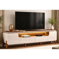 Rack Bancada p/ TV 75 Pol Alicia 224cm Freijo/Off DJ Móveis Rack Bancada p/ TV 75 Pol Alicia 224cm Freijo/Off DJ Móveis